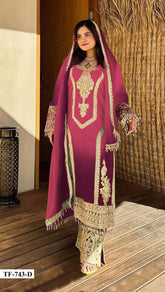 HEAVY CHINNON with Embroidery Work Suit